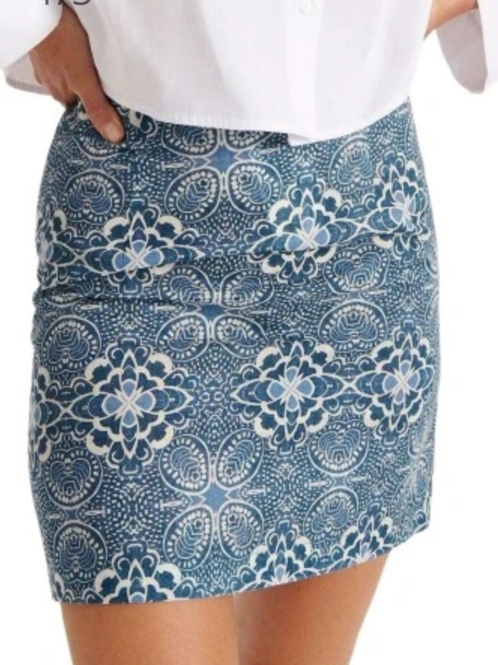 Reserved Blue and White Floral Medallion Mini Skirt